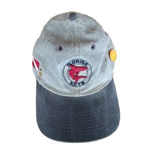 Headgear Florida Keys‎ Shark Dive Baseball Cap w/ Pins Embroidered Gray Adj. Hat